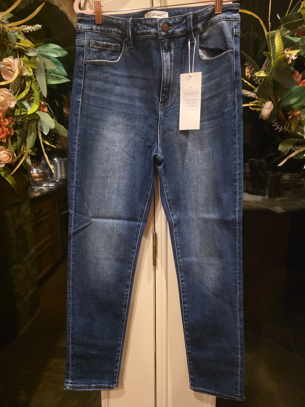 Risen Dark Wash High Rise Basic Skinny Jeans (Style RDP5607-DK)
